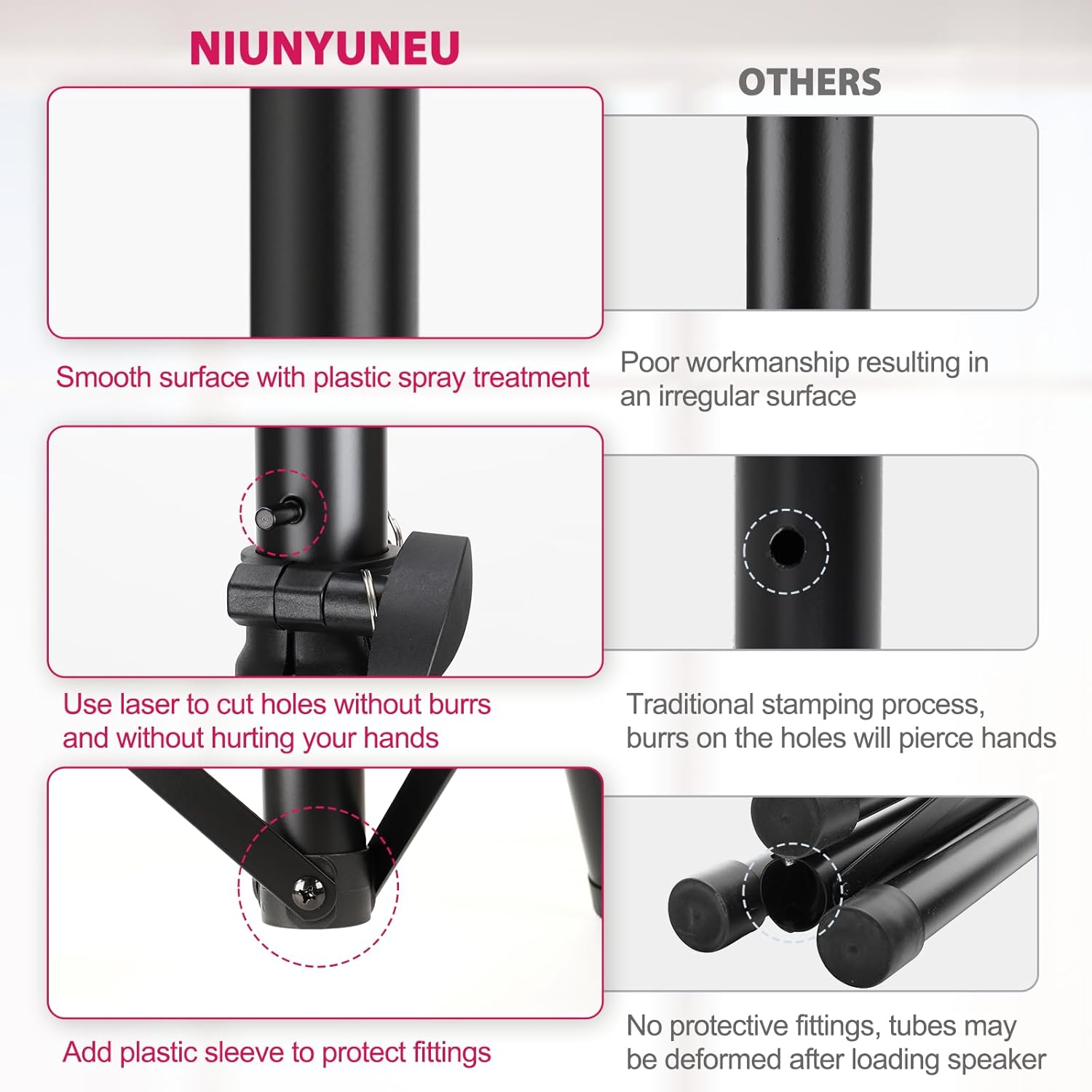 Pair of Speaker Tripod Stands Height Adjustable from 43.7'' to 70.8'' PA DJ Party Tripod Speaker Stand 35mm Compatible Insert with a Carry Bag - Image 6