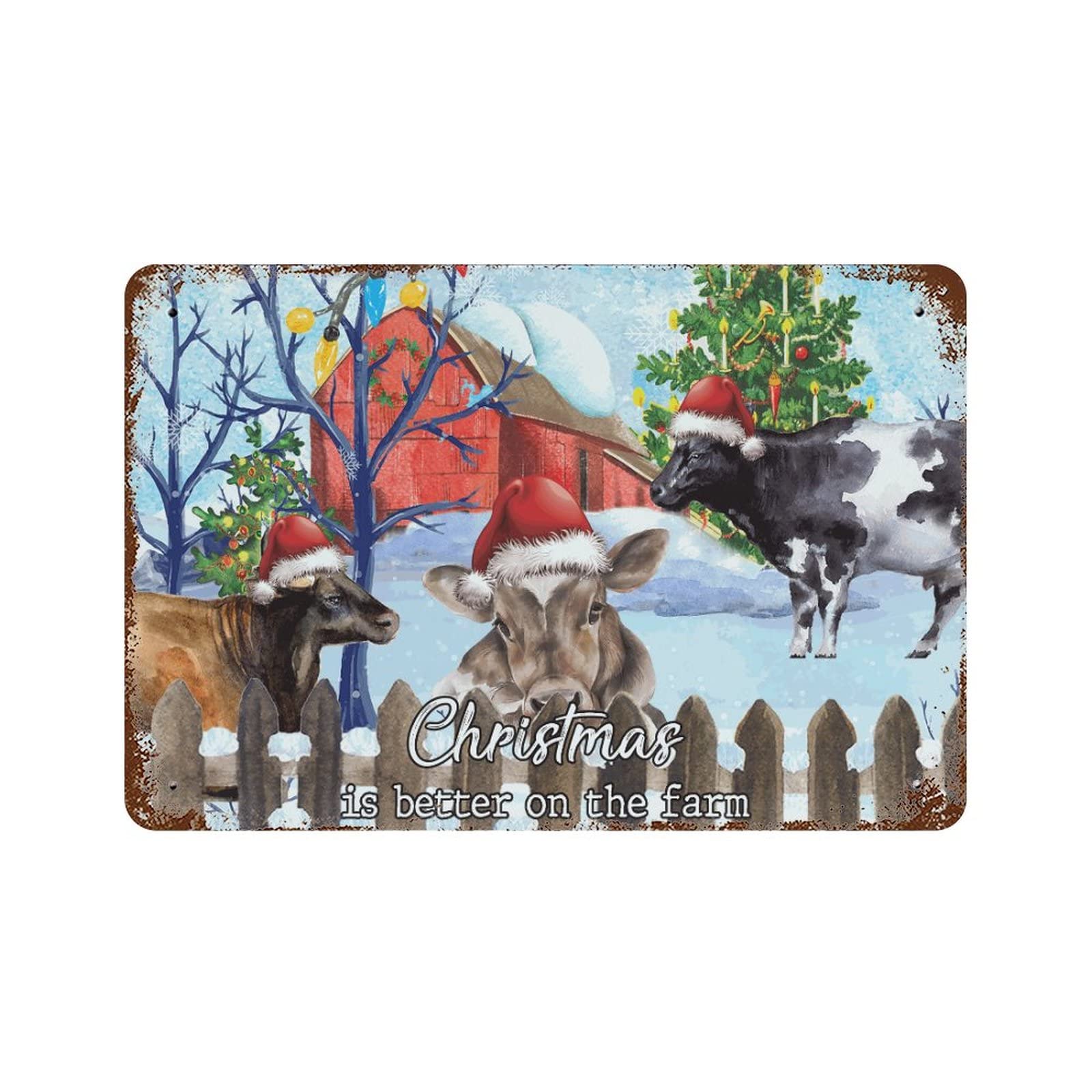 Panneau en aluminium avec inscription festive déco murale vintage animaux de la ferme