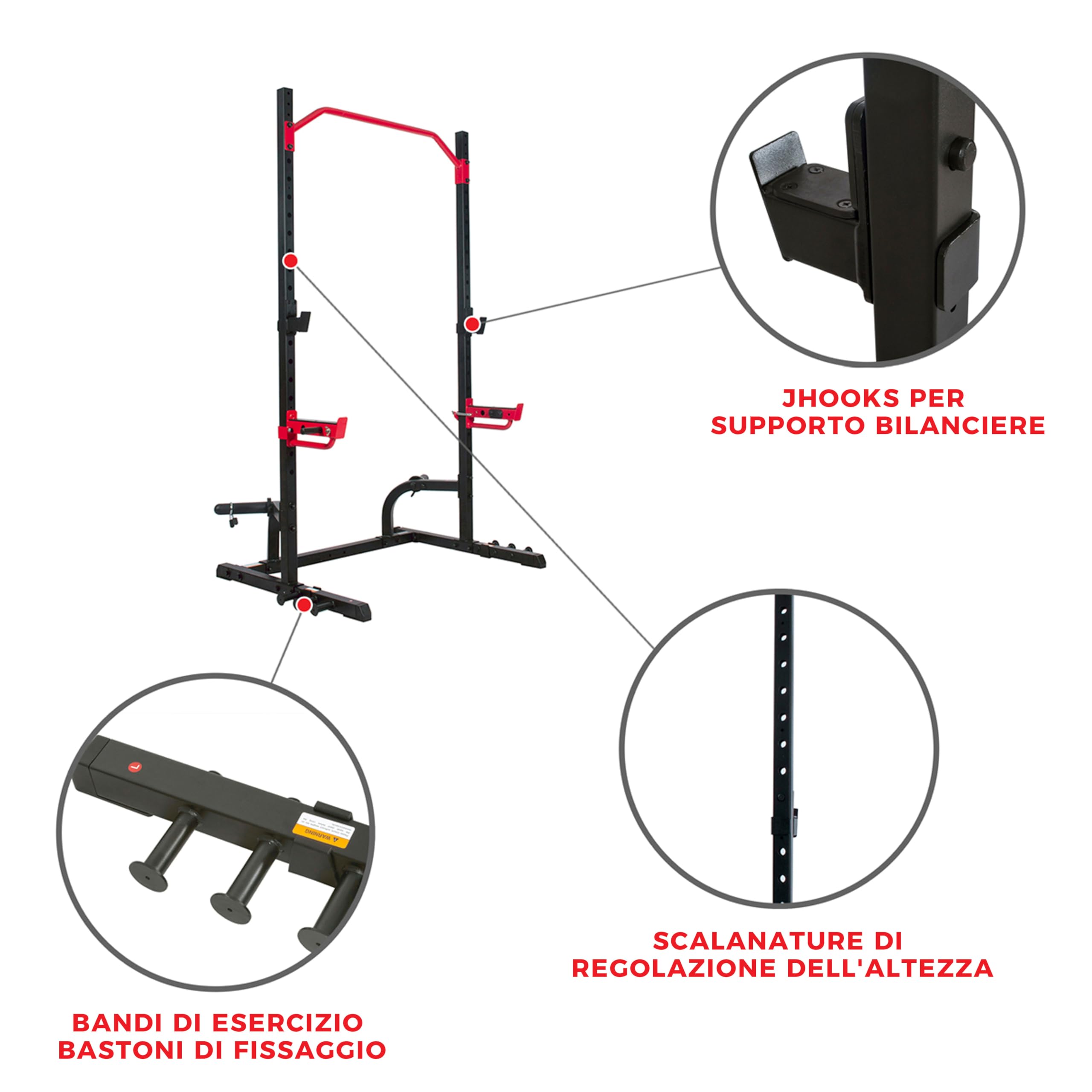 Sunny Health & Fitness Multifunzionale regolabile panca verticale Squat Rack, pressa per spalle, panca inclinata, file di manubri, riccioli bicipiti, stacchi da terra