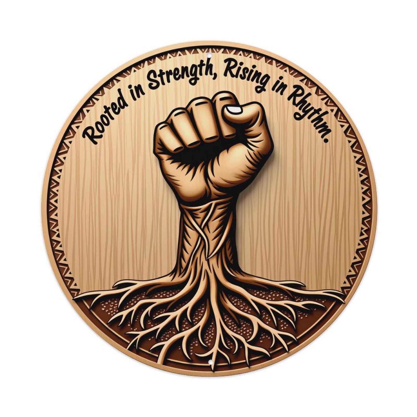 Rooted Fist Tree Roots Strength Round Tin Sign Retro Metal Sign for Cafe Bar Pub Home Game Room Gym Club Wall Decoration Vintage Metal Poster 8x8 Inch