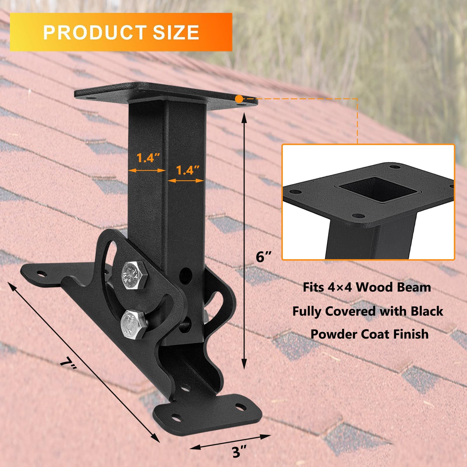 Pergola Post Base Heavy Duty Roof Riser Brackets Kit, TROPTOLKY ...