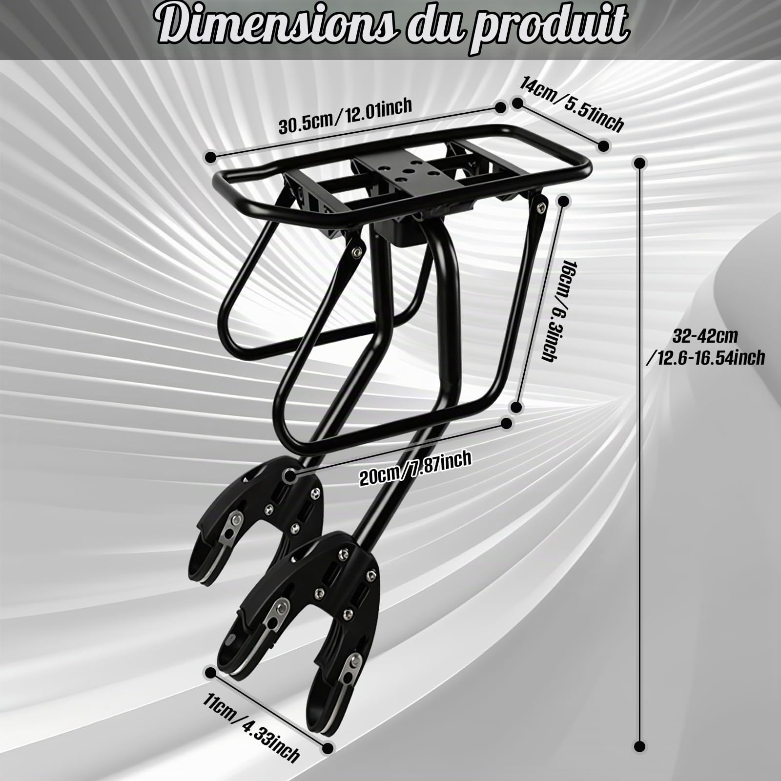 Harilla Porte-Bagages arrière Universel avec Fermeture Rapide, Taille Unique, Noir, Convient pour VTT, vélo de Gravier et vélo de Tourisme, Porte-vélo Stable pour la Zone arrière