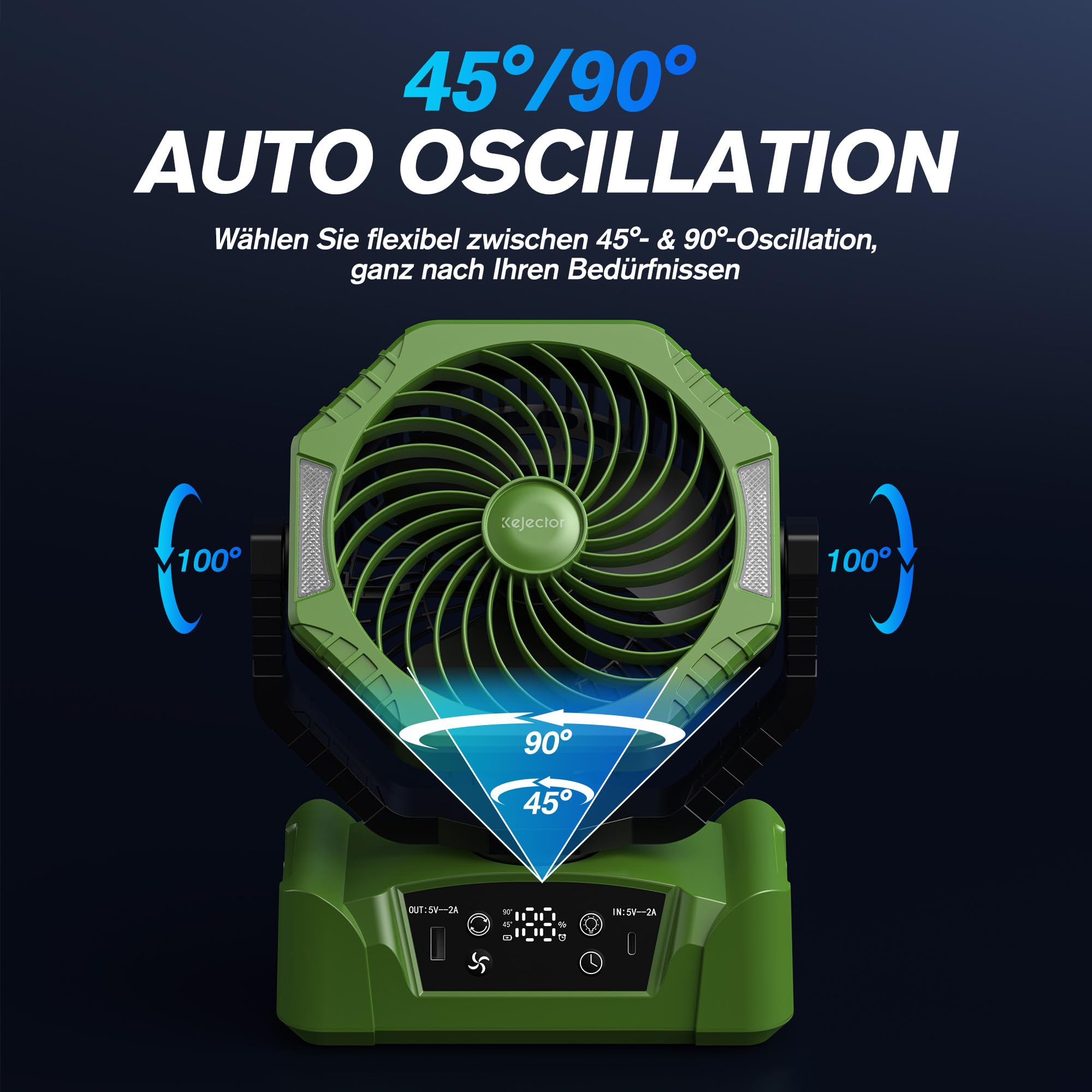 Kejector Akku Ventilator Camping 24000mAh USB Ventilator mit Licht Digitalanzeige Tischventilator mit Fernbedienung Tragbarer Camping Zubehör 6 Geschwindigkeitsstufen Für Zelt Outdoor Zuhause Terrasse