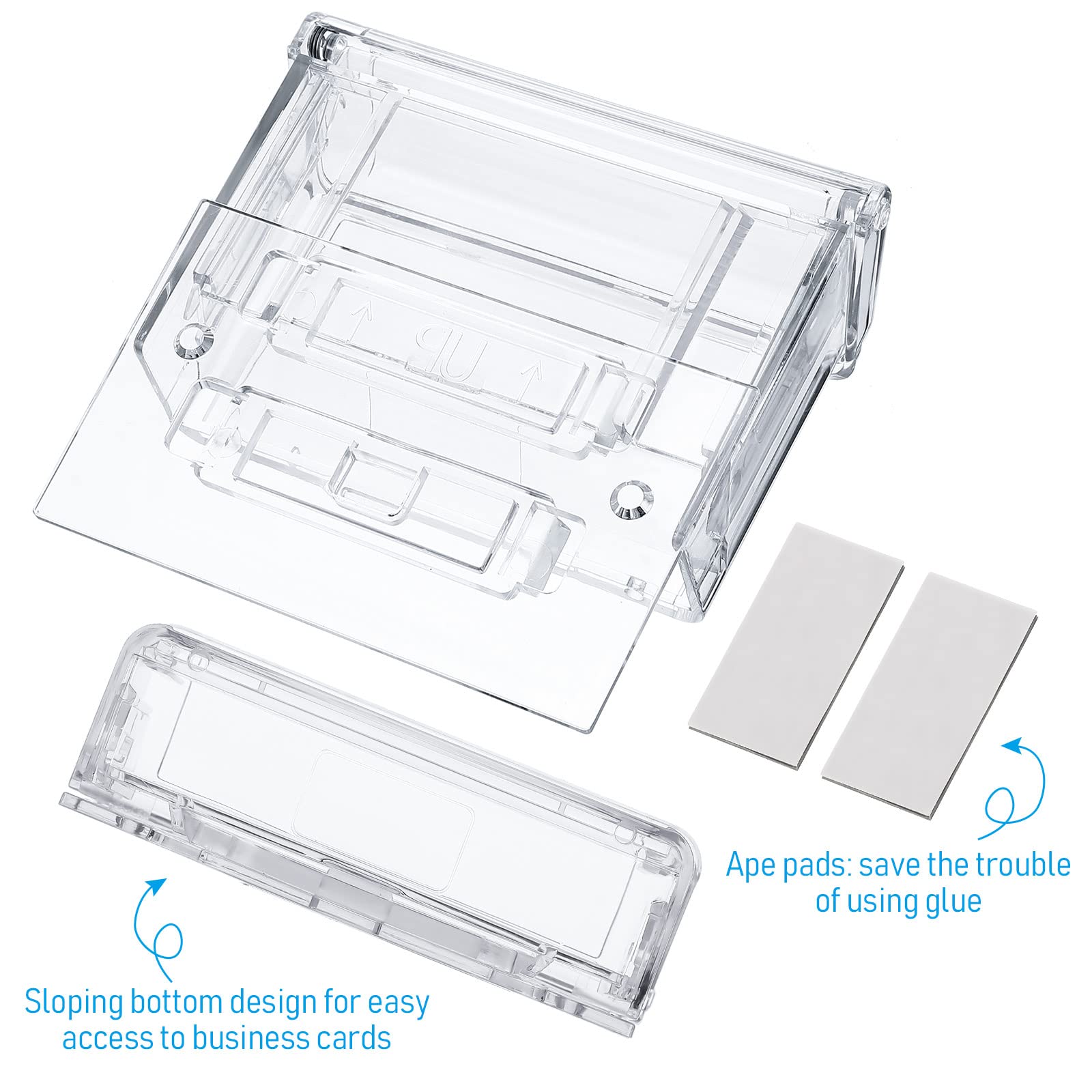 Lot de 8 porte-cartes de visite en acrylique transparent - Pour bureau, magasin, camion, extérieur - 10,8 x 3,7 x 7,3 cm