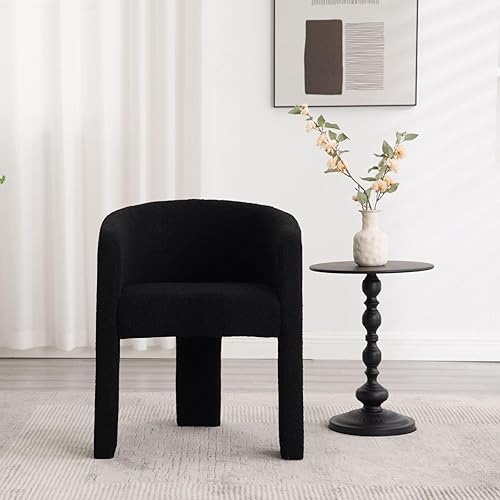 Miniatura 3 de Silla de comedor moderna con barril de sherpa, silla de comedor tapizada Boucle con brazos, cómoda silla de tocador de maquillaje, silla de comedor