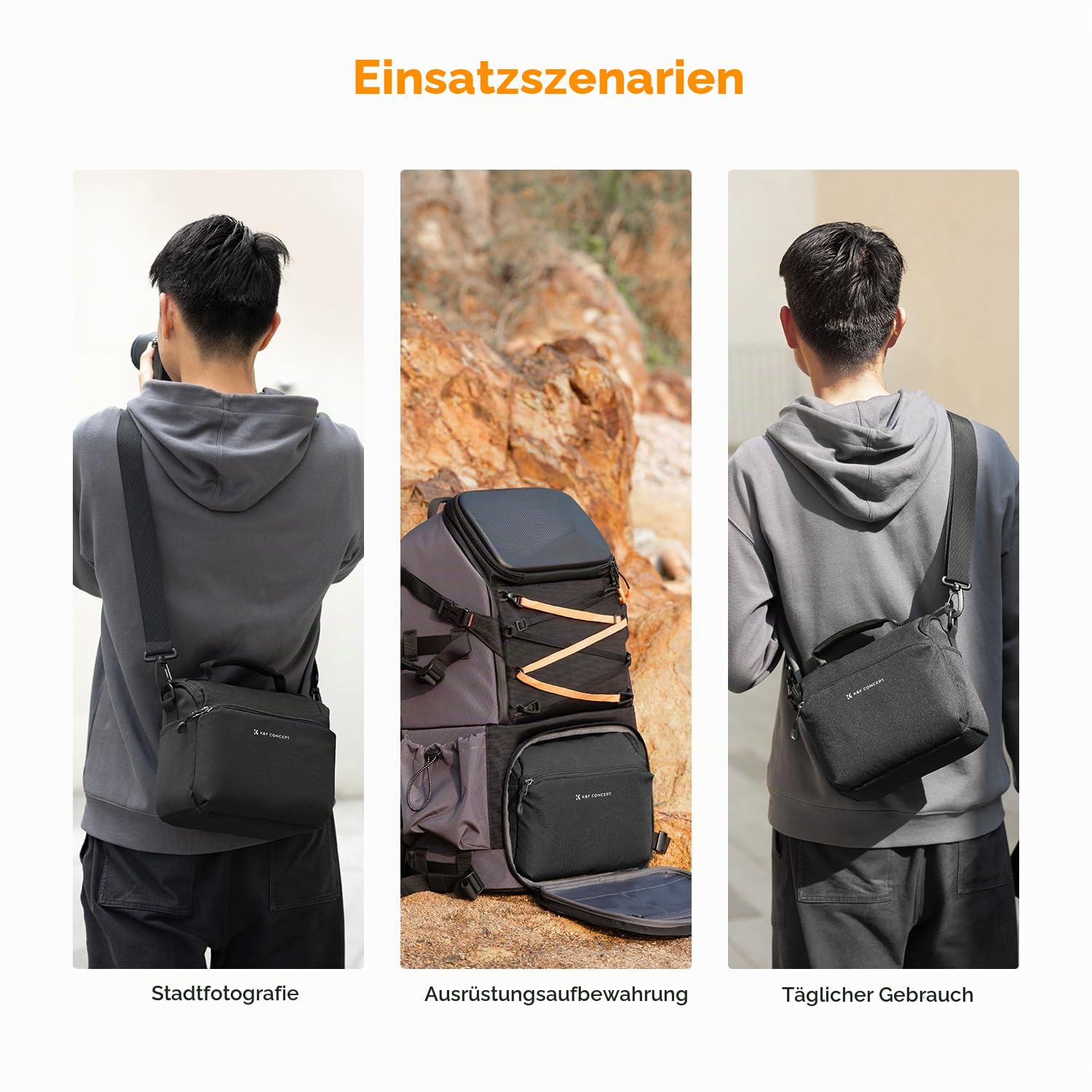 K&F CONCEPT Kamera-Rucksack Kameratasche, SLR-Taschen Umhängetasche, Camera Bag Liner-Tasche, Fototasche für Fotografen Geeignet für den täglichen Gebrauch