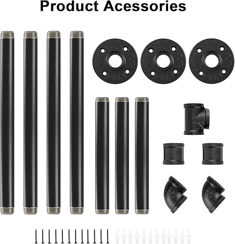 Miniatura 8 de Barra industrial de hierro para colgar ropa, para montar en la pared, perchero resistente para dormitorio, cuarto de lavado, almacenamiento de