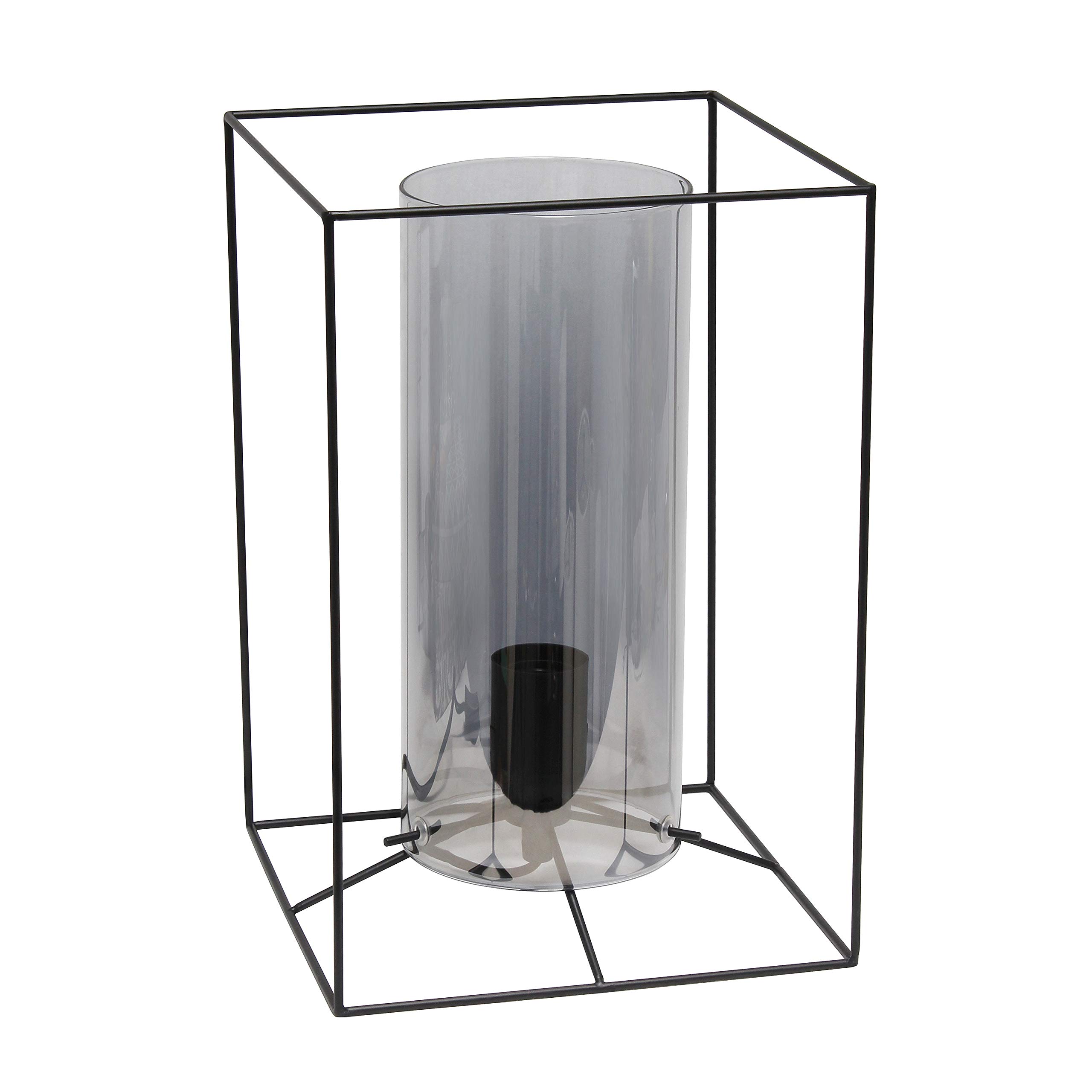 Elegant Designs LT2070-SMK Large Exposed Glass and Metal Table Lamp, Black and Smoke
