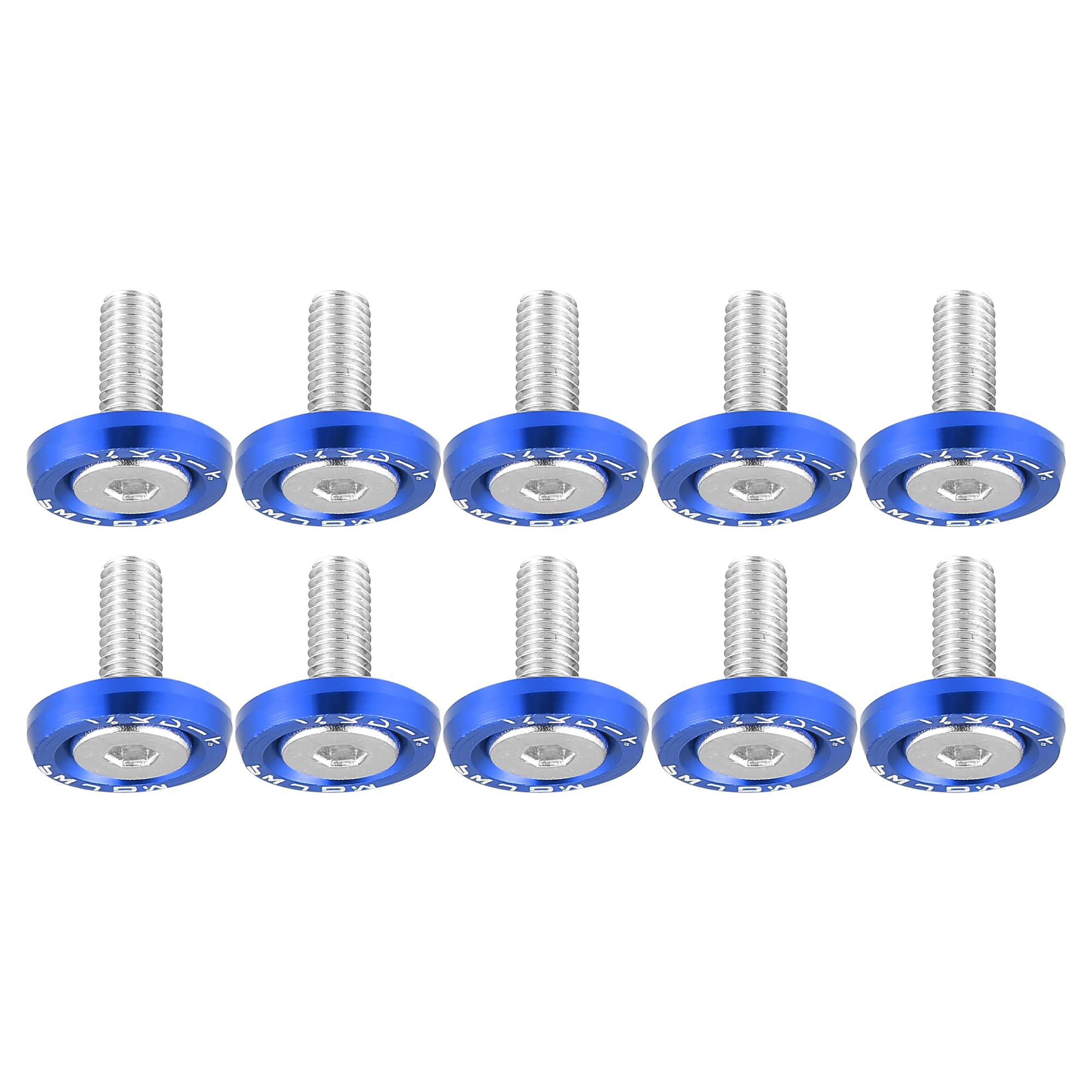 10pcs Fender Rondella Paraurti Rondella M6 Bulloni Motore Bay Dress Up Kit Alluminio Blu 1996-2023