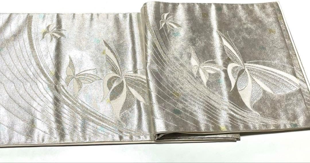 袋帯 プラチナ箔 銀 豪華 フォーマル 訪問着 430cm 正絹.025hm