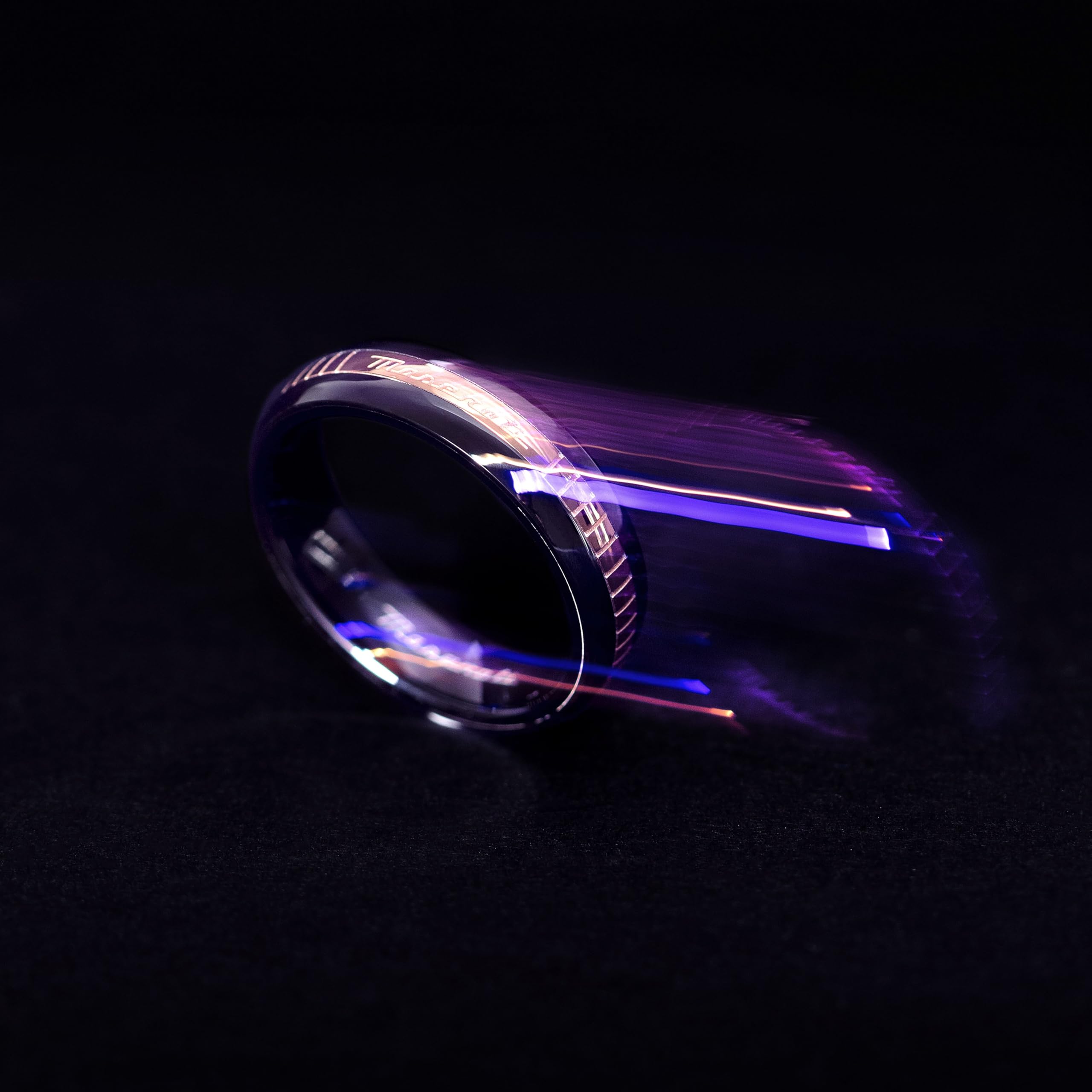 Maserati Herrenring aus Stahl, Keramik, CERAMIC Kollektion, Roségold, Geschenkideen für Männer
