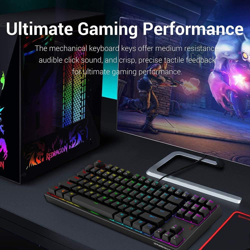 1ST PLAYER TKL RGB Gaming Mechanical USB Wired Keyboard DK5.0 LITE Cherry MX Brown Switch Equivalent Compact 87 Keys NKRO Tenkeyless LED Backlit Computer Laptop Keyboard for Windows PC Gamers