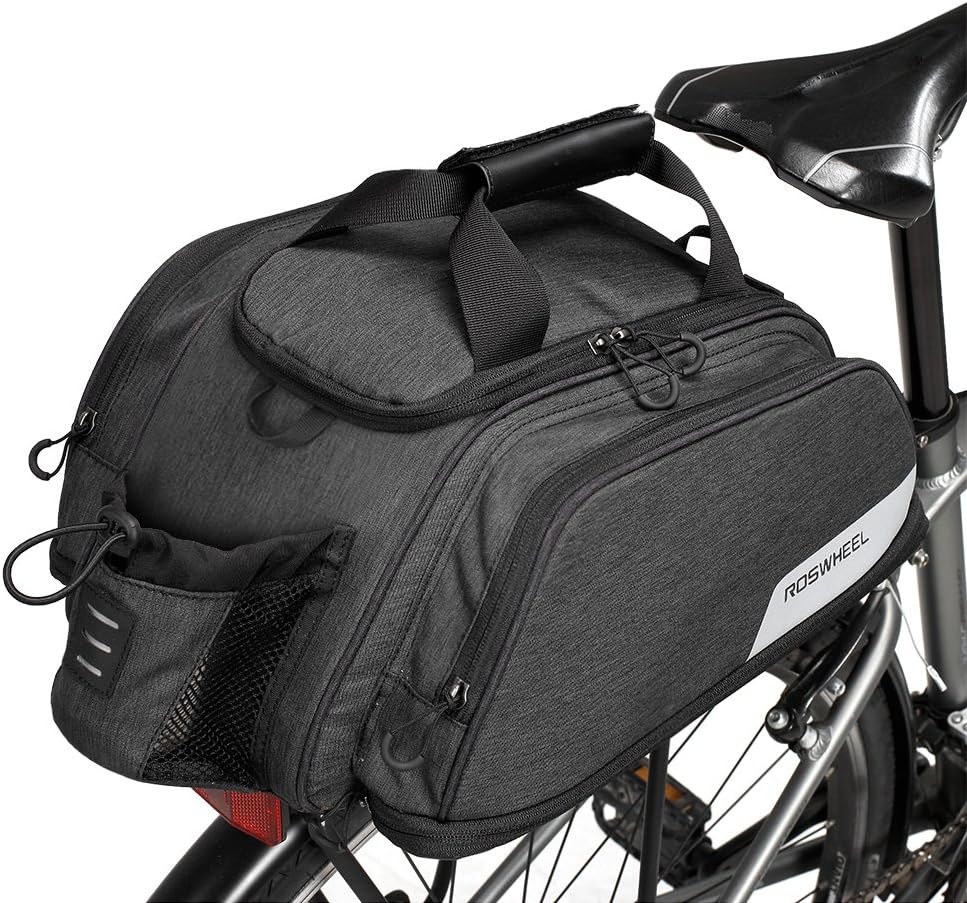 WOTOW Bike trunk bag, Bicycle Pannier Seat Bag Cycling Backseat Tote Bag Bike Rear Rack Bottle holder Water Resistant 12L Large Capacity Pocket Extensible for Outdoor Riding Traveling Commuting