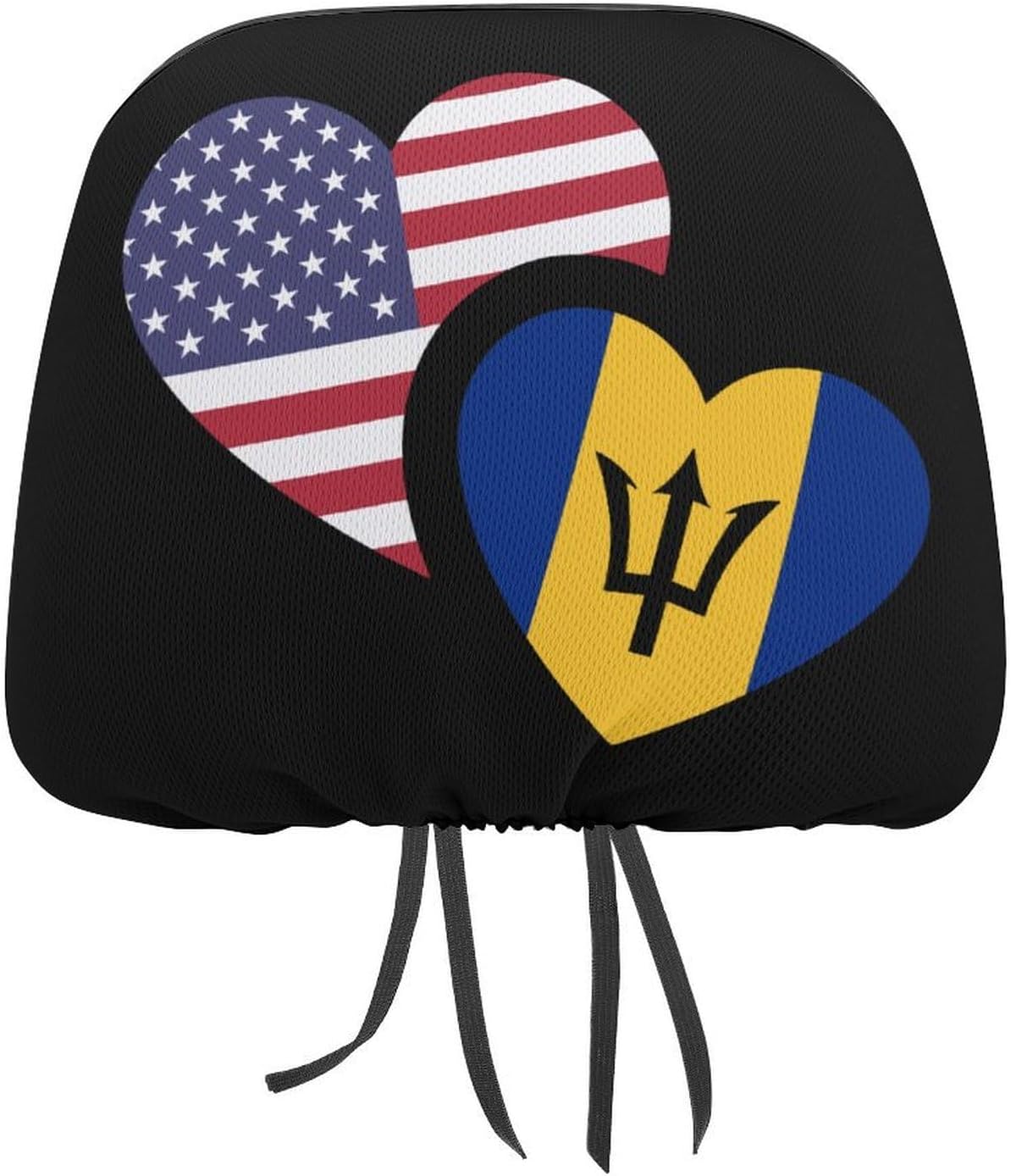 Barbados & US Flag Fashion Car Headrest Cover Novelty Elastic Seat Rest Covers for SUV Truck Sedan