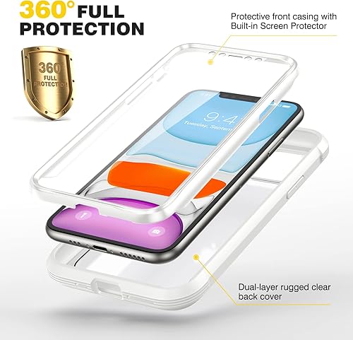 Miniatura 1126 de Diaclara - Funda diseñada para iPhone 14 Pro Max, resistente, de cuerpo completo, con protector de pantalla sensible al tacto y antiarañazos + Blanco