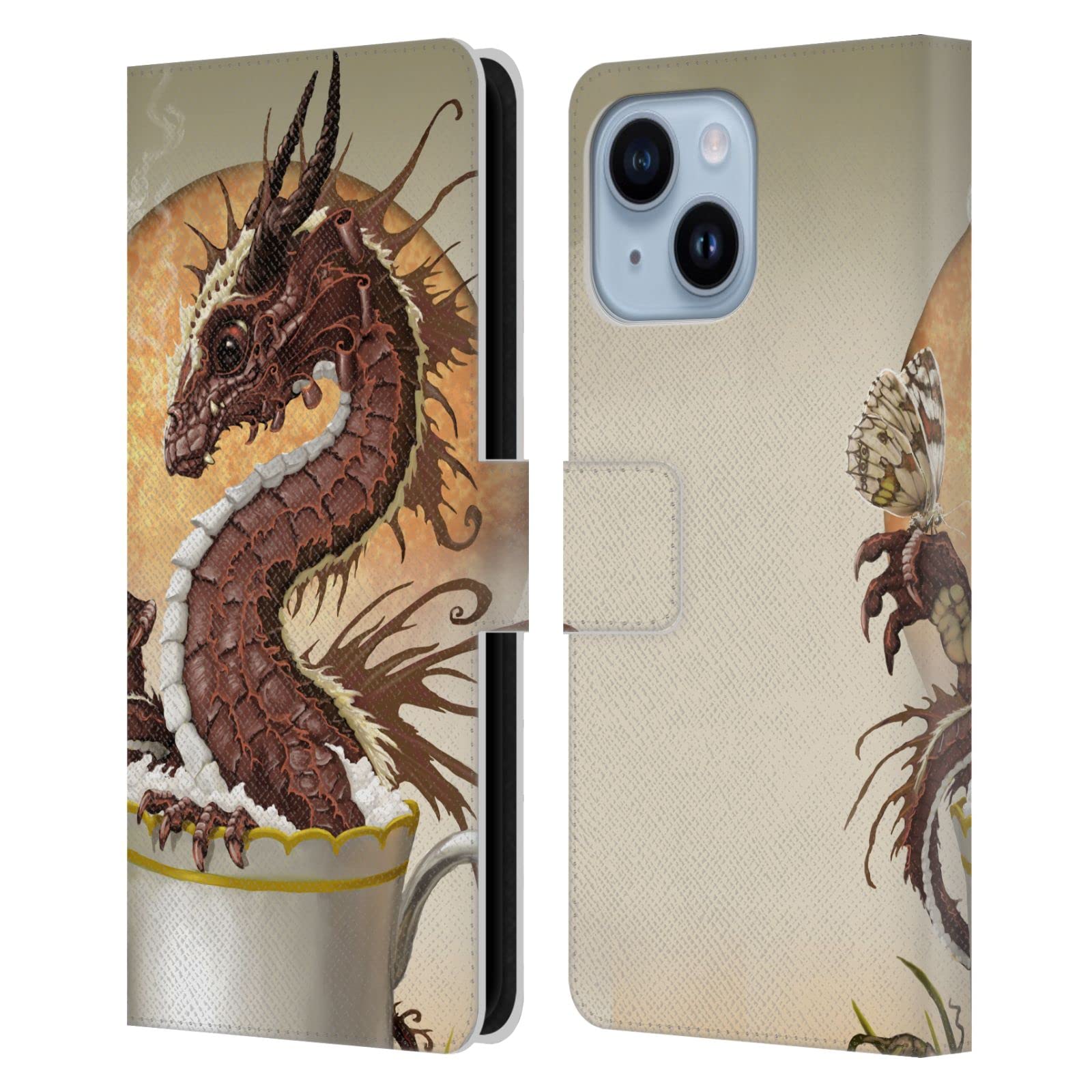Étui portefeuille iPhone 14 Plus évite les rayures motif chocolat Dragons 2