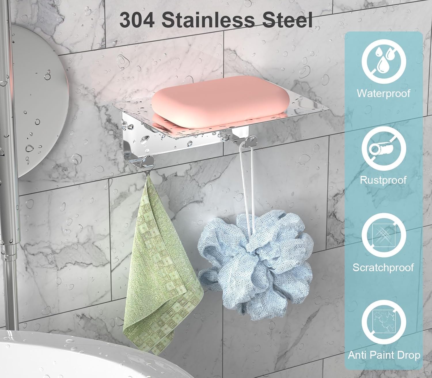 Portasapone Da Muro In Acciaio Inox 304 Autoadesivo - Senza Fori, Per Bagno E Cucina - Foto 4