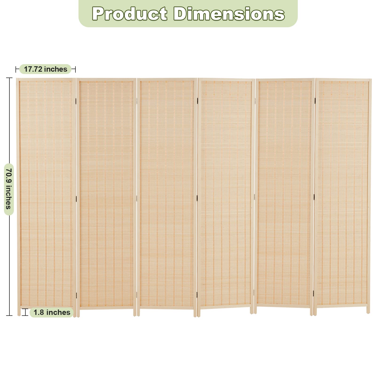 Buy HADDOCKWAY HighQuality 6 Panel Bamboo Room Divider Wall 6FT Tall Folding Privacy Screens