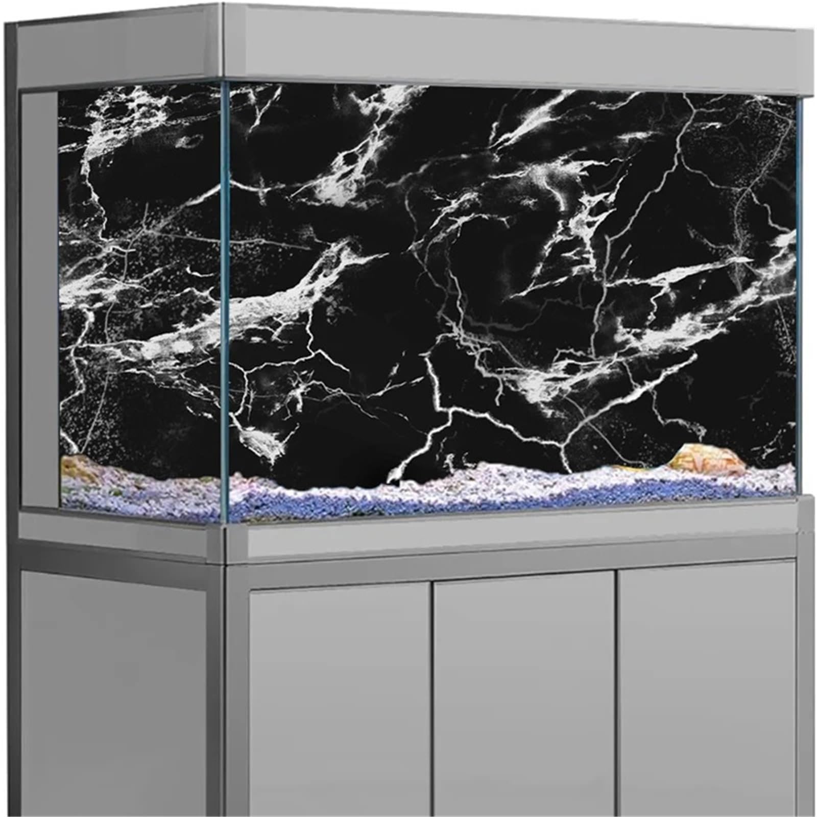 Autocollant de Fond d'aquarium Effet 3D Poster | Papier peint auto-adhésif en marbre, roche volcanique HD, décoration d'aquarium, fond 3d(Green,50x90cm)