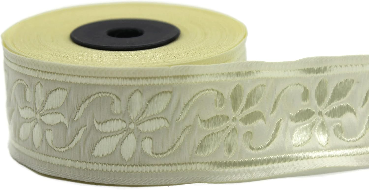 11 Yard Spool 1.37 inches Wide Ivory Violet Jacquard Ribbon Medieval Fabric Trim Gift Wrapping Wedding Party Decoration 35084