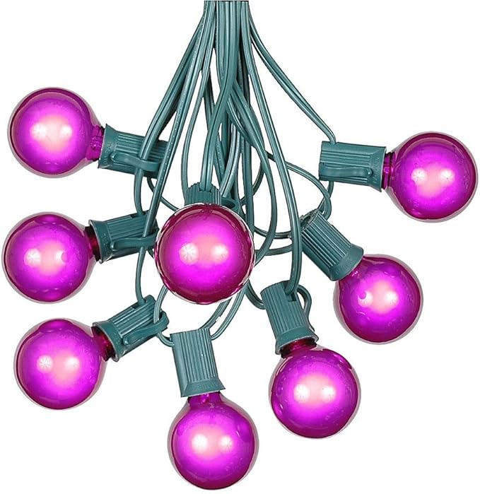 G40 Patio String Lights with 25 Purple Globe Bulbs Hanging Garden
