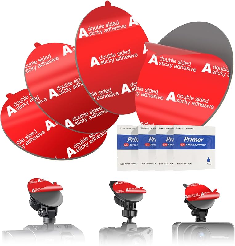 Kit com 4 Pads Adesivos Dupla Face de 5,6 cm para Câmera Veicular, GPS e Suportes – AEVFCY