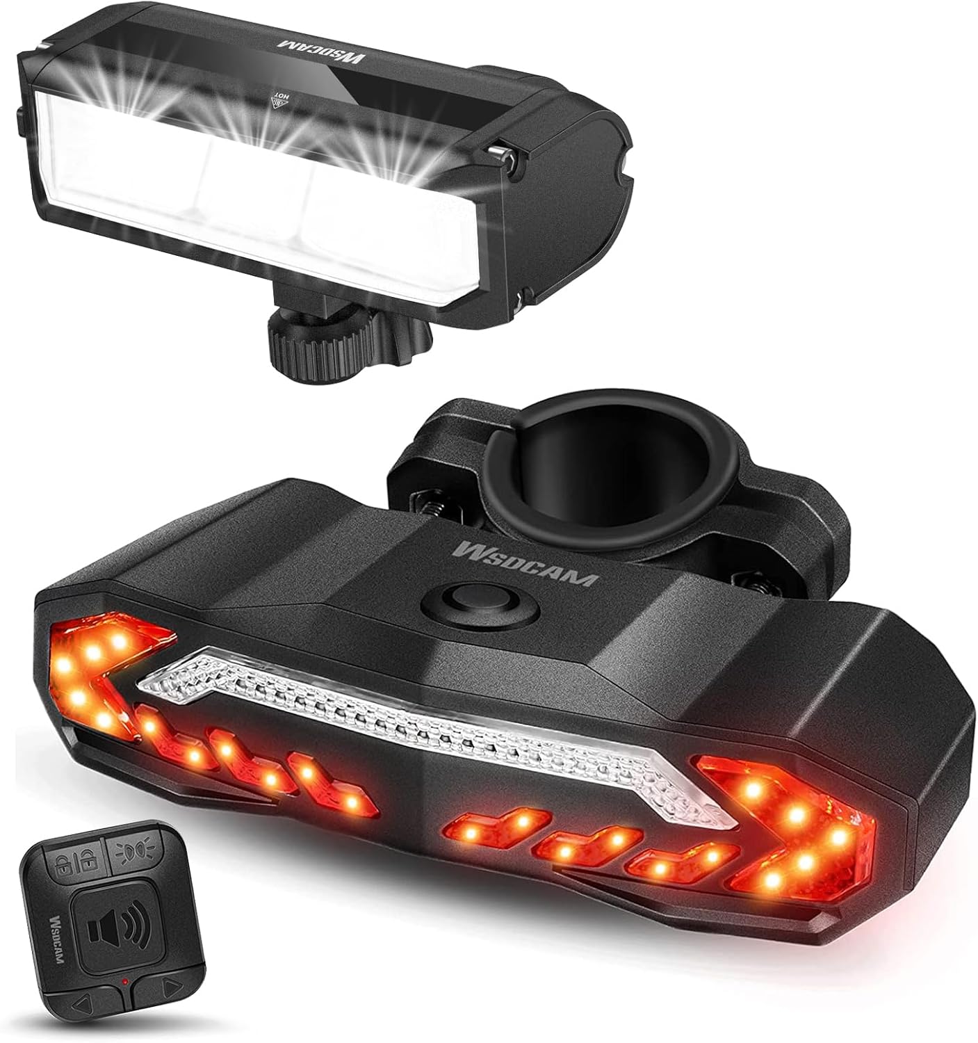 WSDCAM Bike Light Set with Bike Horn Alarm, Remote Control