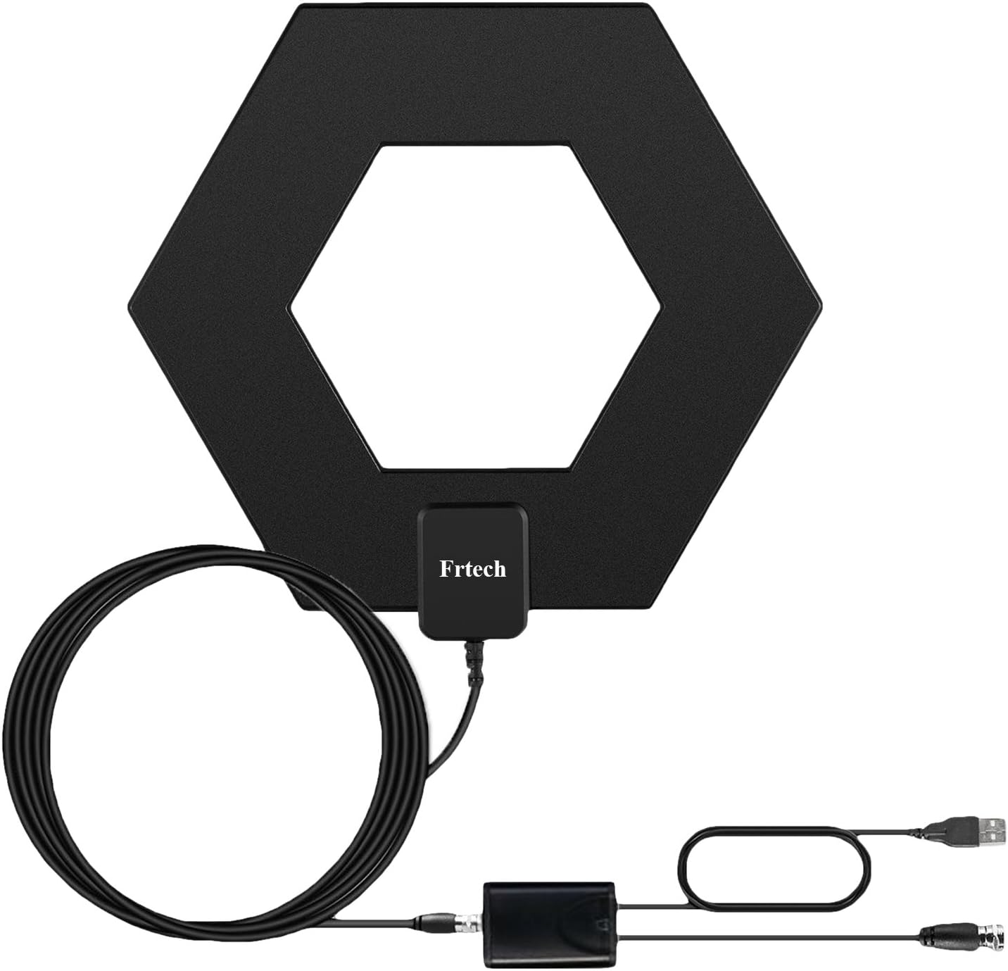 HD TV Antenna, 50+ Mile Range with Detachable Amplifier Signal Booster and 10ft High Performance Coax Cable Upgraded Version Newest design Better Reception 4K ready, free tv for life