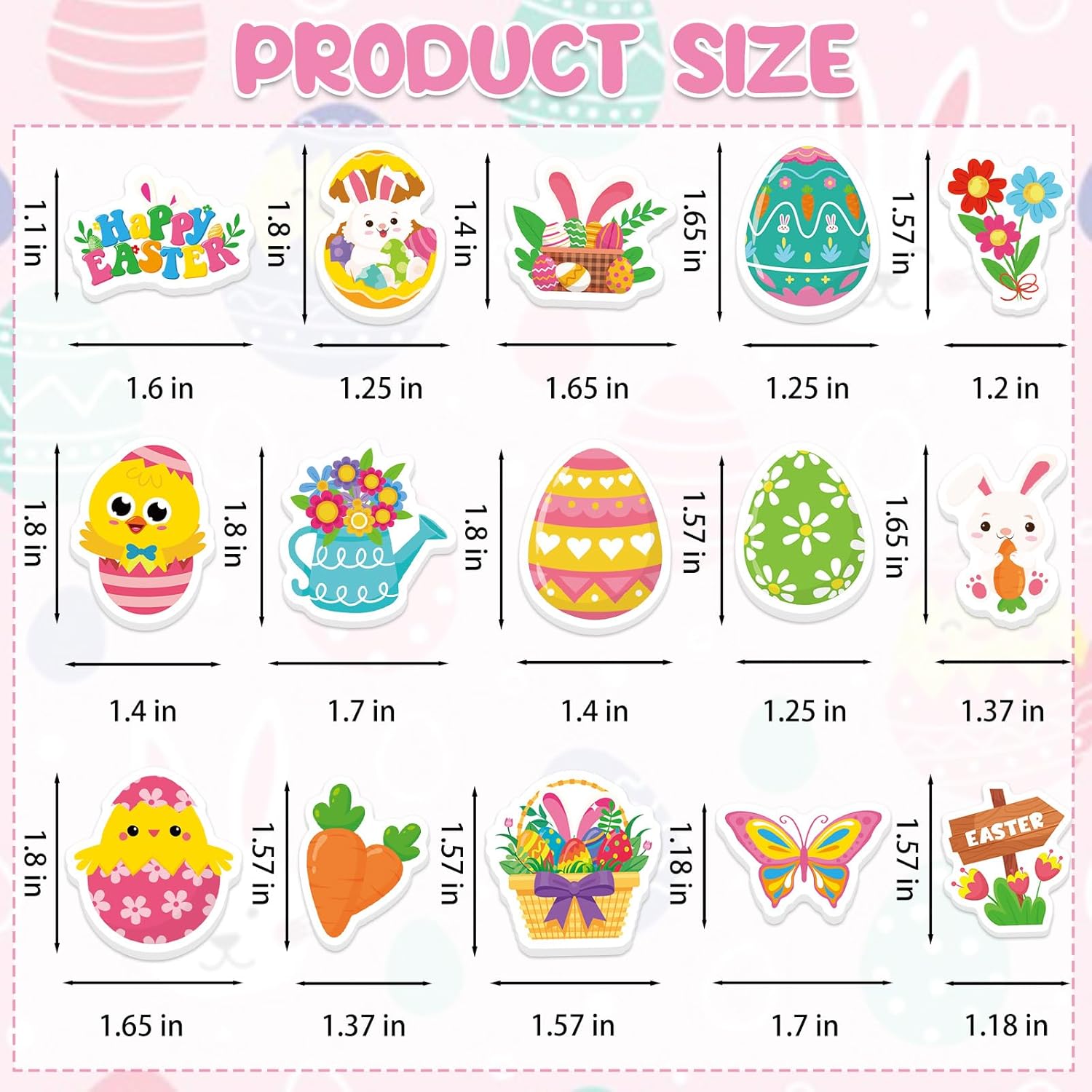 300Pcs Easter Foam Stickers, Cute Egg Bunny Chick Flower Sticker Self Adhesive Easter Craft Stickers for Spring Party Favors Decor Classroom DIY Crafts Activity