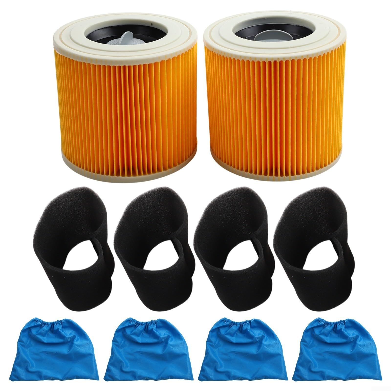 Lot de 6 filtres HEPA et sacs textiles pour Karcher MV1 MV2 WD1 WD2 WD3 Series, sacs à poussière en tissu avec couvercle moteur, filtration efficace pour le nettoyage de la maison