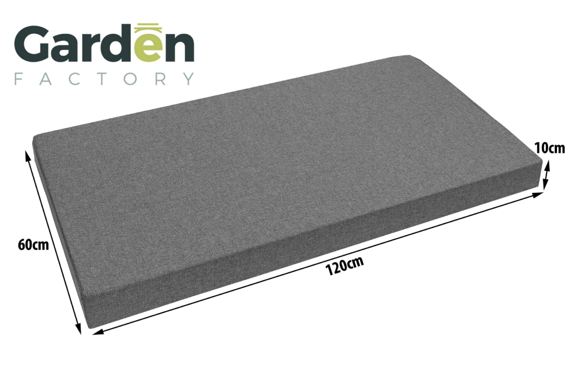Fodera per cuscino per pallet 120x60x10 Grigio con zip lavabile idrofobo per seduta o schienale