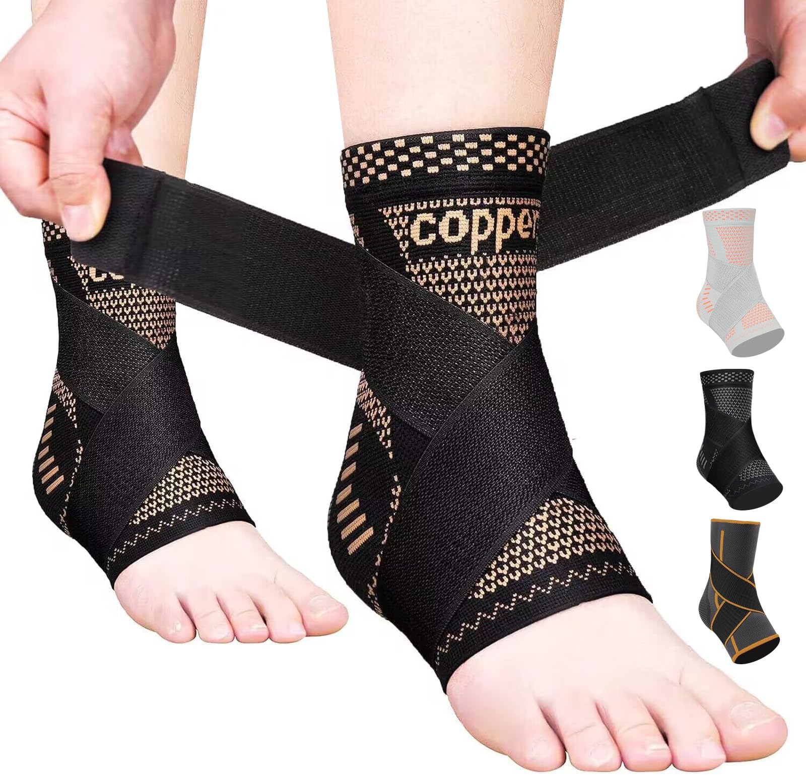 Amazon.com: JIUFENTIAN Copper Ankle Brace Adjustable Compression Sleeve
