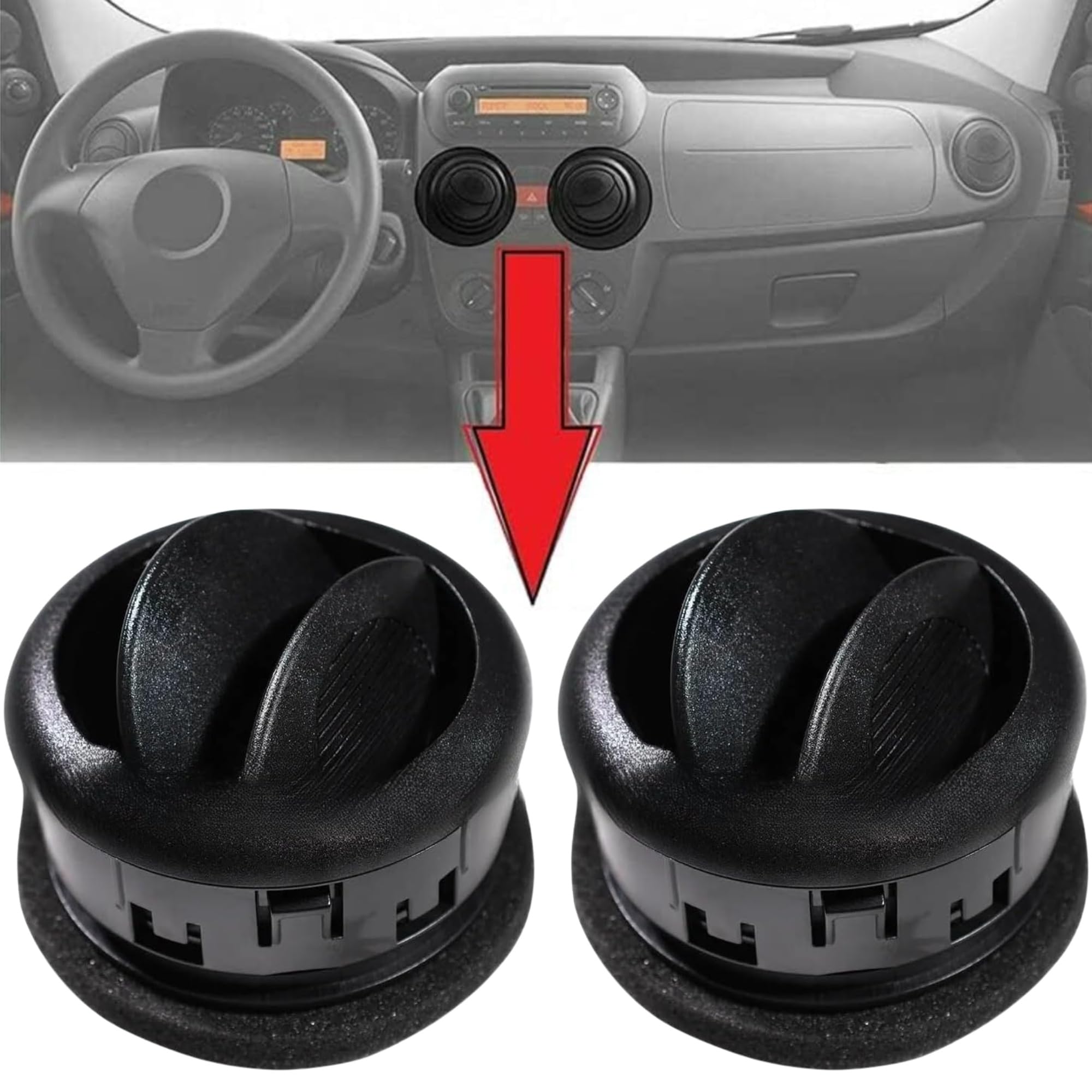 2 Bocchette CENTRALI Griglia di Ventilazione per Diffusore d'aria Centrale per Fiorino, Qubo, Nemo, Bipper OE: 735461076, 8265.JJ