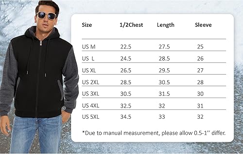 Miniatura 6 de SWISSWELL Sudaderas con capucha para hombre, chaqueta de forro polar con cremallera, forro de sherpa, sudadera con capucha cálida para invierno