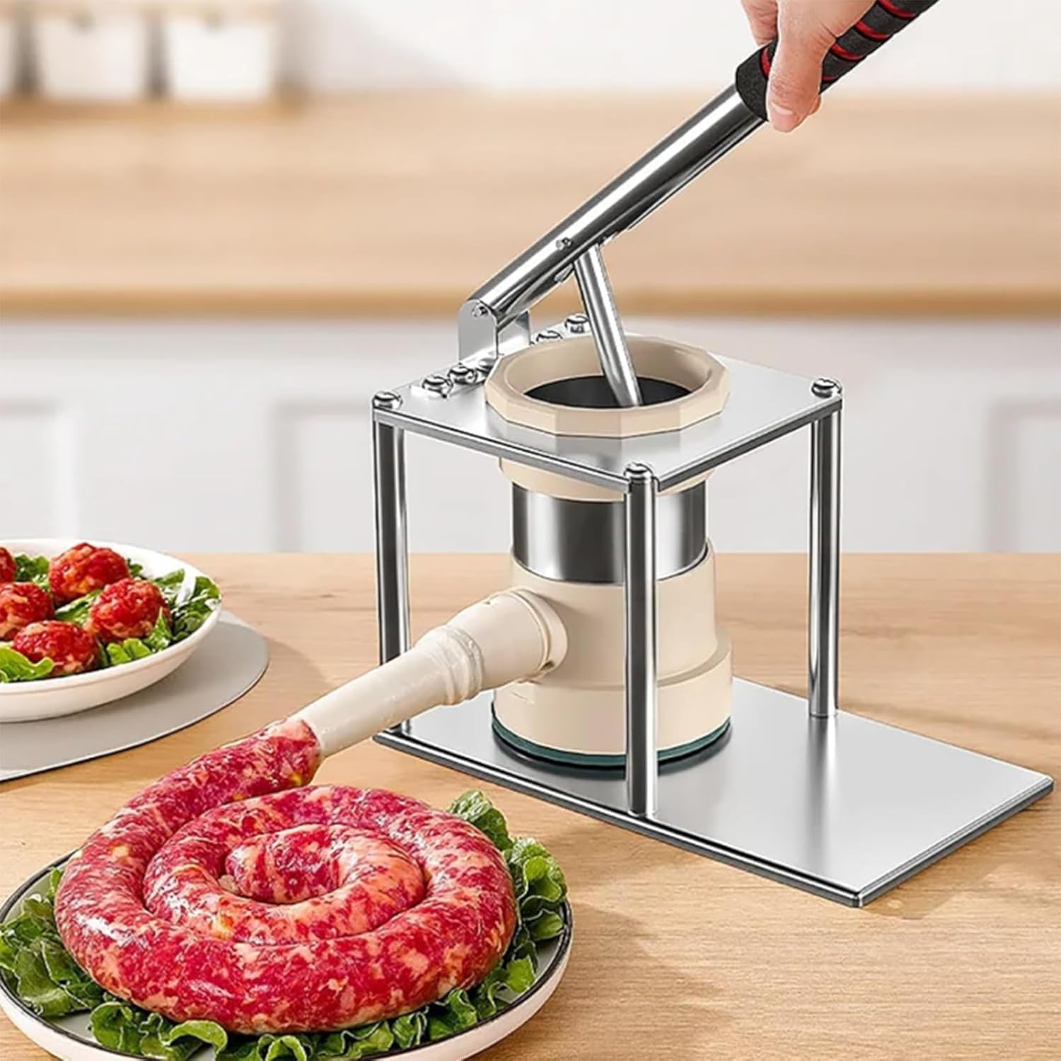 Stainless Steel Vertical Sausage Stuffer - Manual Filler Machine, Perfect for Home, Kitchen, Restaurant & Commercial Sausage Making