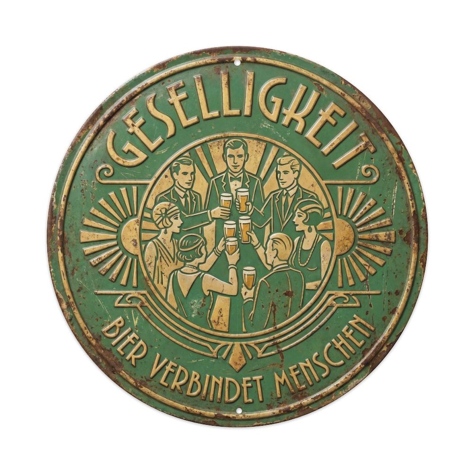 Vintage Bar Style Geselligkeit Humorous Gathering Sociability Metal Tin Sign Plaque Wall Decor for Cafe, Club, Garden Round Metal Poster 8x8Inch
