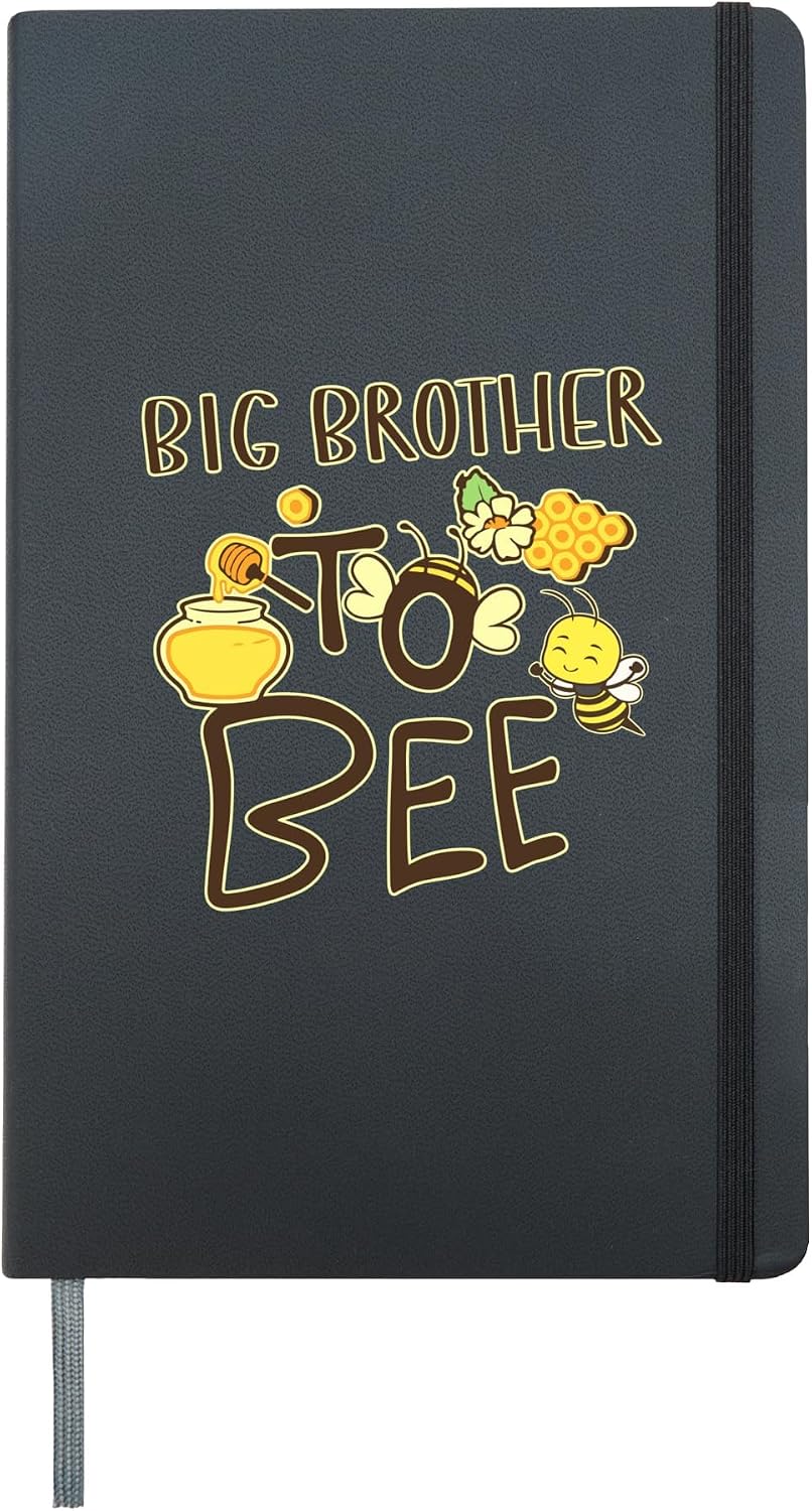 Brother To Bee Baby Reveal Expecting Brother Announcement Hardcover Journal, Black