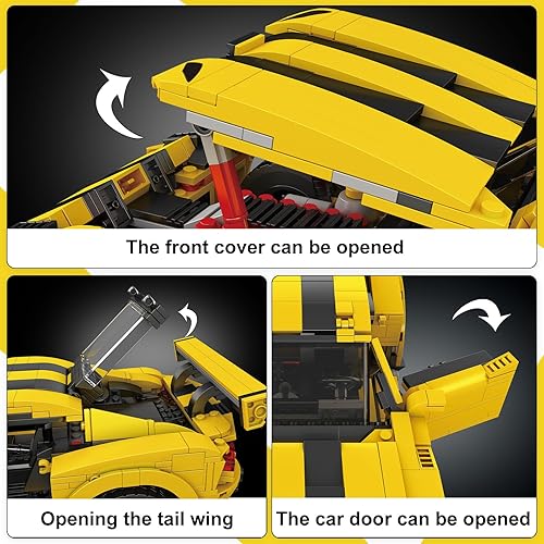 Miniatura 3 de Mould King 10046 Supercar - Kits de bloques de construcción, modelos de autos Dodge Viper para niños y adultos, regalo de automóvil MOC para