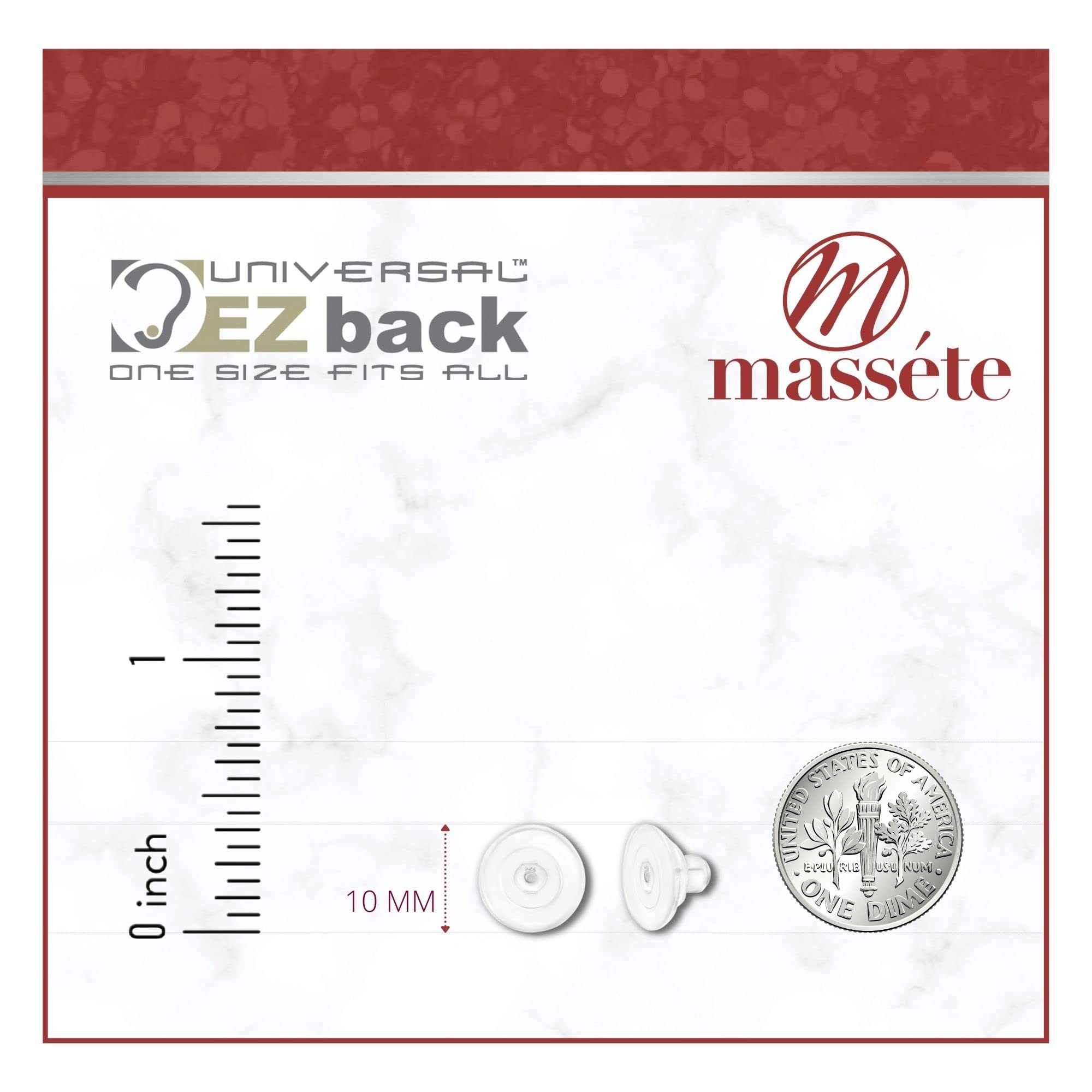 Universal EZback Earring Backs Soft Clear Silicone and Sterling Silver Medium 2 Pairs