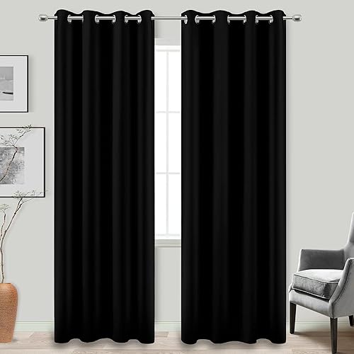 Miniatura 5 de KOUFALL Paquete de cortinas opacas negras para oscurecer la habitación y cortinas transparentes para sala de estar y dormitorio