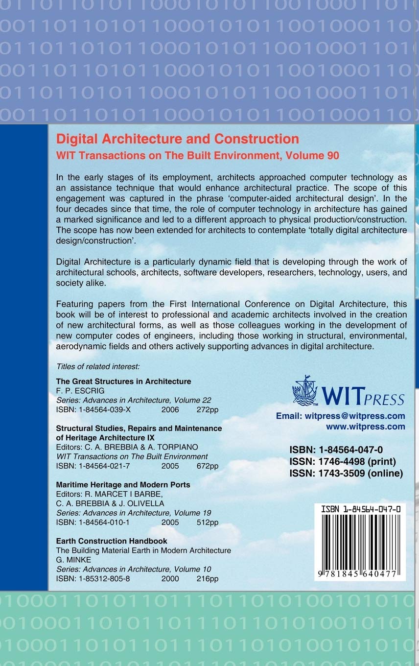 Digital Architecture and Construction: No. 90 (WIT Transactions on the Built Environment)