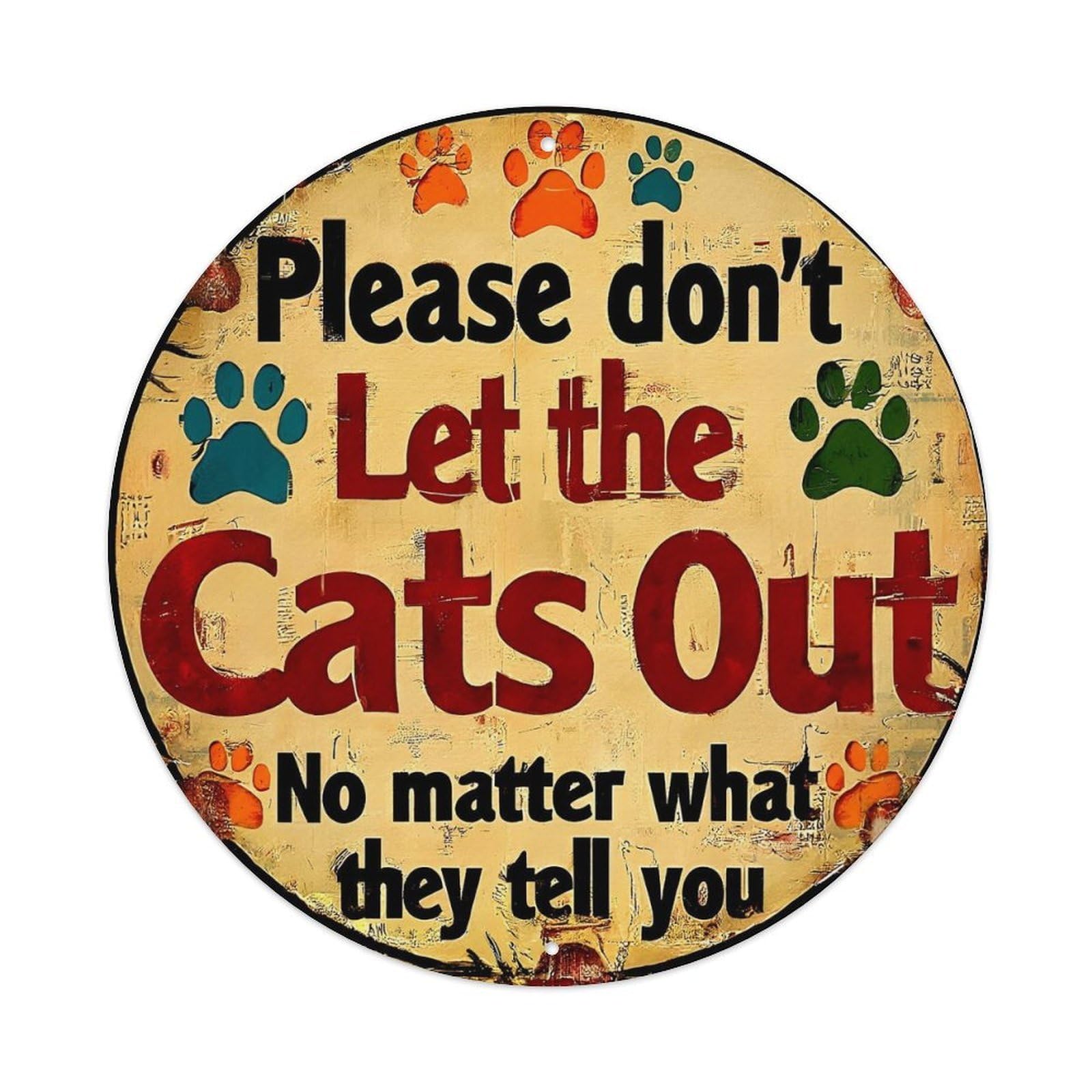 Paw Prints And Text Design Vintage Round Tin Sign Retro Metal Wall Decor Metal Poster, Home Bar Garage Cafe Wall Art Decoration 8x8Inches