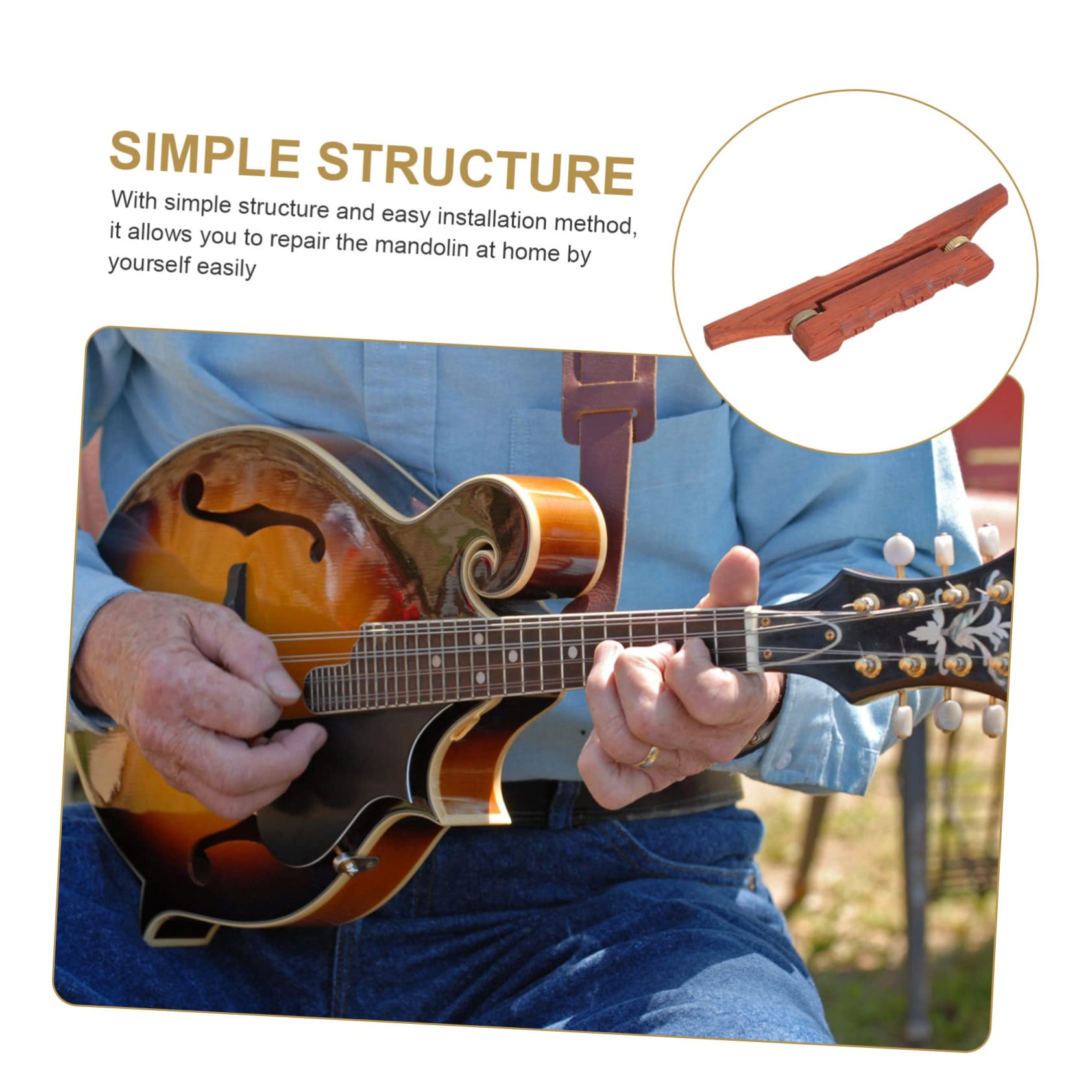 VICASKY Pont De Mandoline En Bois Épais Pont Remplaçable En Palissandre Accessoires Pour Mandoline Réglable Et Solide Pièces D'instrument De Musique