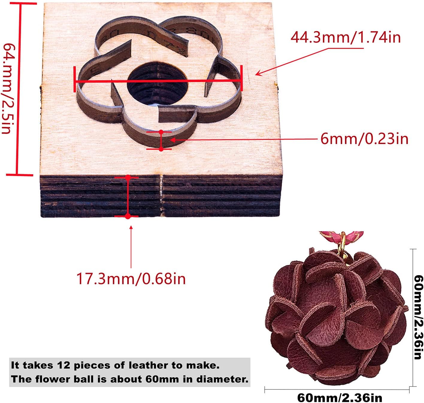 2.36in Flower Ball Leather Cutting Dies - DIY Leather & Cloth Cutting Mold