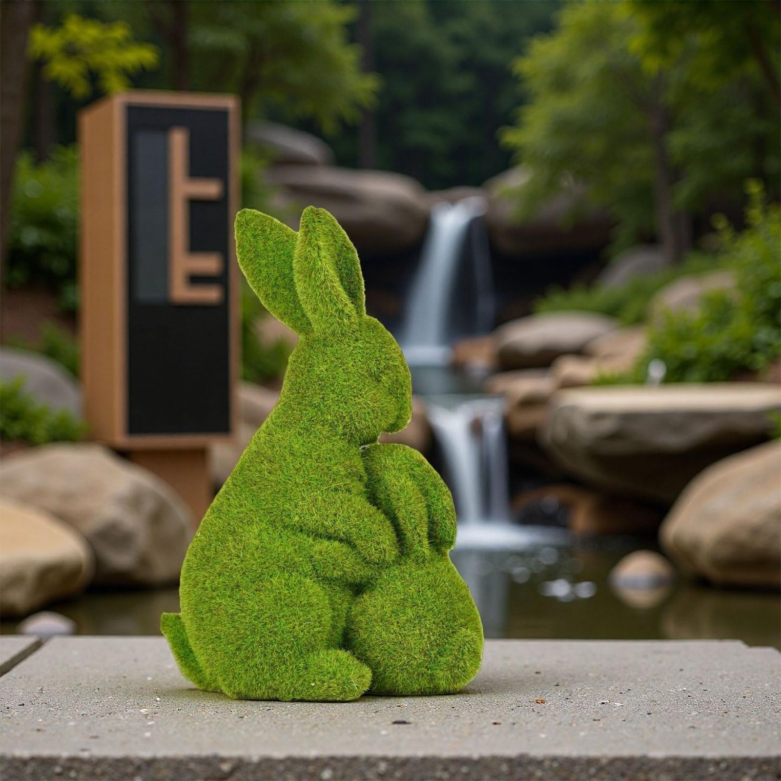Coniglietti ornamentali in resina floccata, statuette verdi per feste di Pasqua, regalo di inaugurazione della casa, decorazioni per coni pasquali