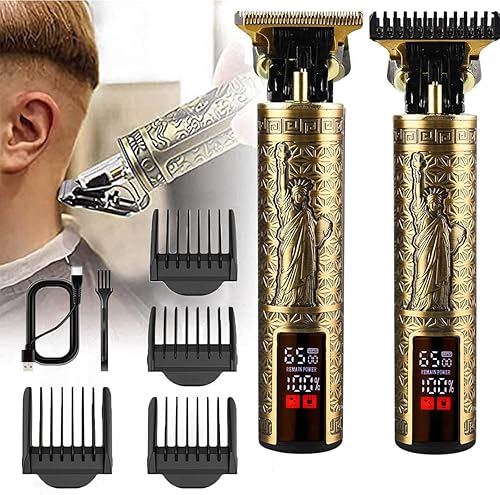 Miniatura 5 de Cortadora de pelo para hombre, sin huecos, inalámbrica, cortadora de pelo con hoja en T, kit profesional de corte de pelo y aseo recargable,