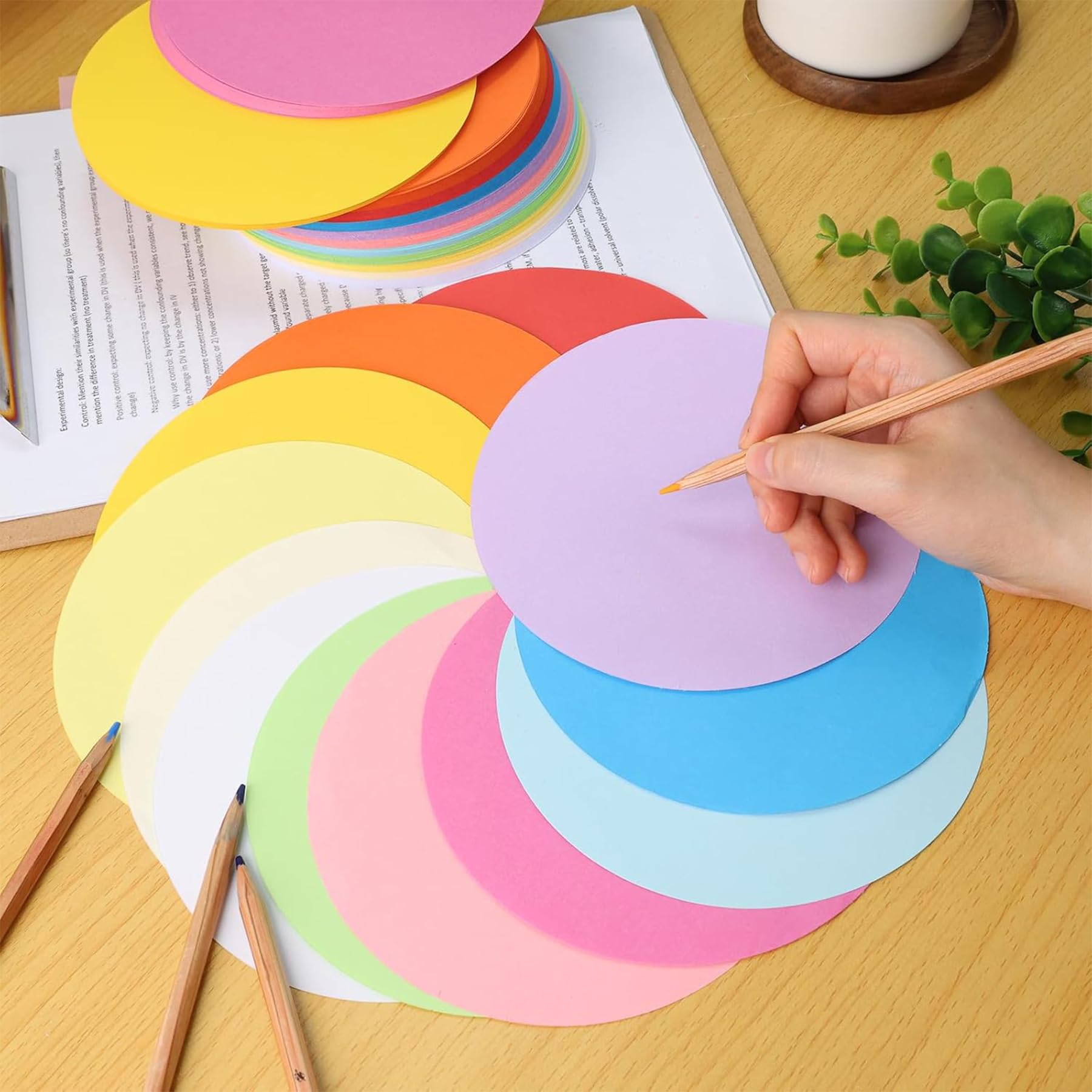 Lot de 300 cartes de présentation, rondes, de 15 cm, rondes, de présentation, de présentation, de présentation, petites, multicolores, fournitures pour enseignants, pour présentation et présentation