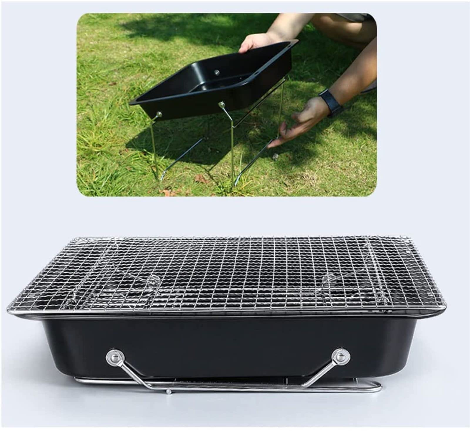Griglia per Barbecue a Carbone piegata, Barbecue da Tavolo Portatile in Acciaio Inox Griglia per Fumatori per Picnic all'aperto, Patio, Cortile, Campeggio, Cucina, Feste in Spiaggia