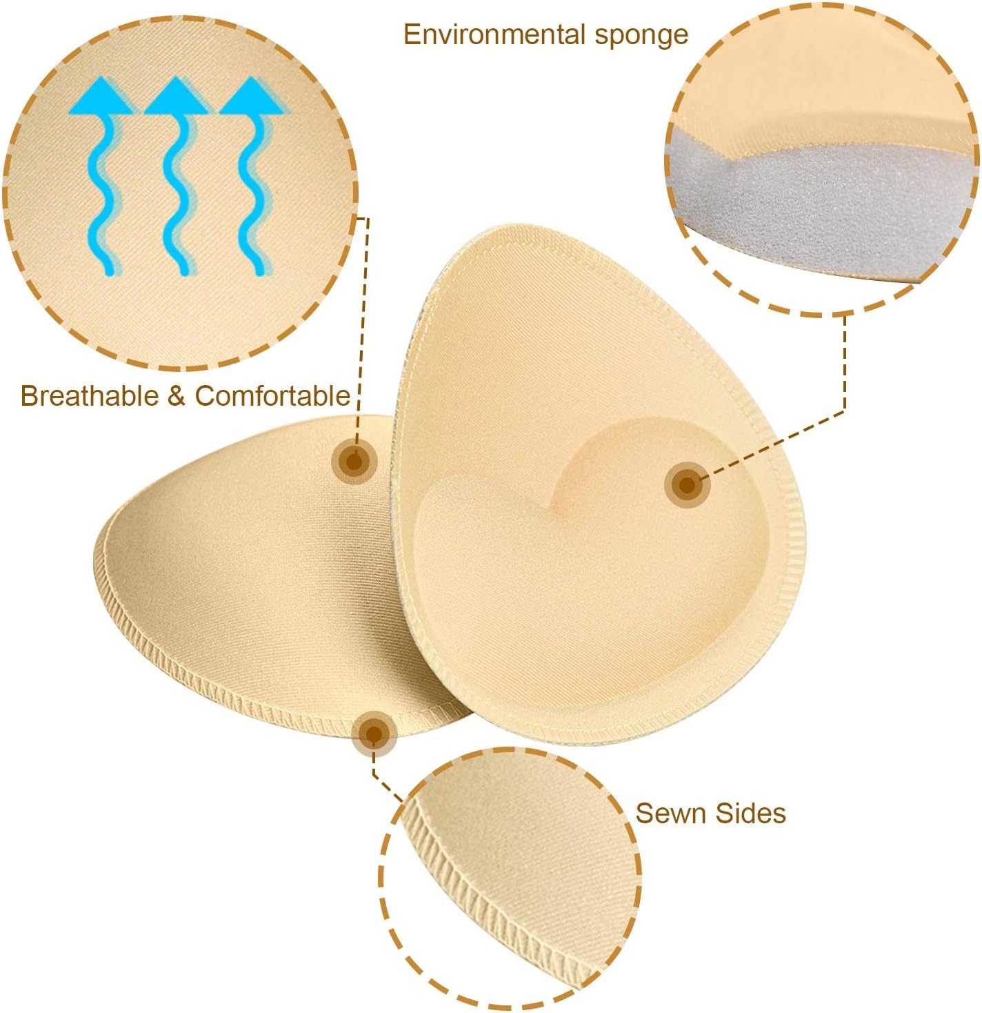 TopBine Bra Pads Inserts Women's Sports Cups Inserts Bra Replacement Inserts Bra Padding for Bikini Swimsuit - Image 3