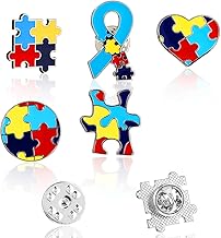 10 Pieces Autism Awareness Pin, 5 Styles Autism Puzzle Piece Pins Multi Color Autism Awareness Lapel Pin Metal Inspiring Symbols of Autism Support Brooch Badge for Clothing Shirts Jackets